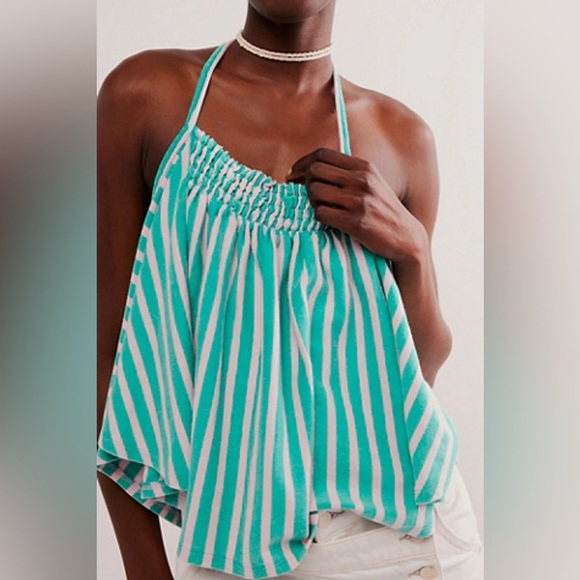 Free people We the Free terry cloth halter top coastal town striped NWT - Picture 1 of 7